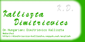 kalliszta dimitrievics business card